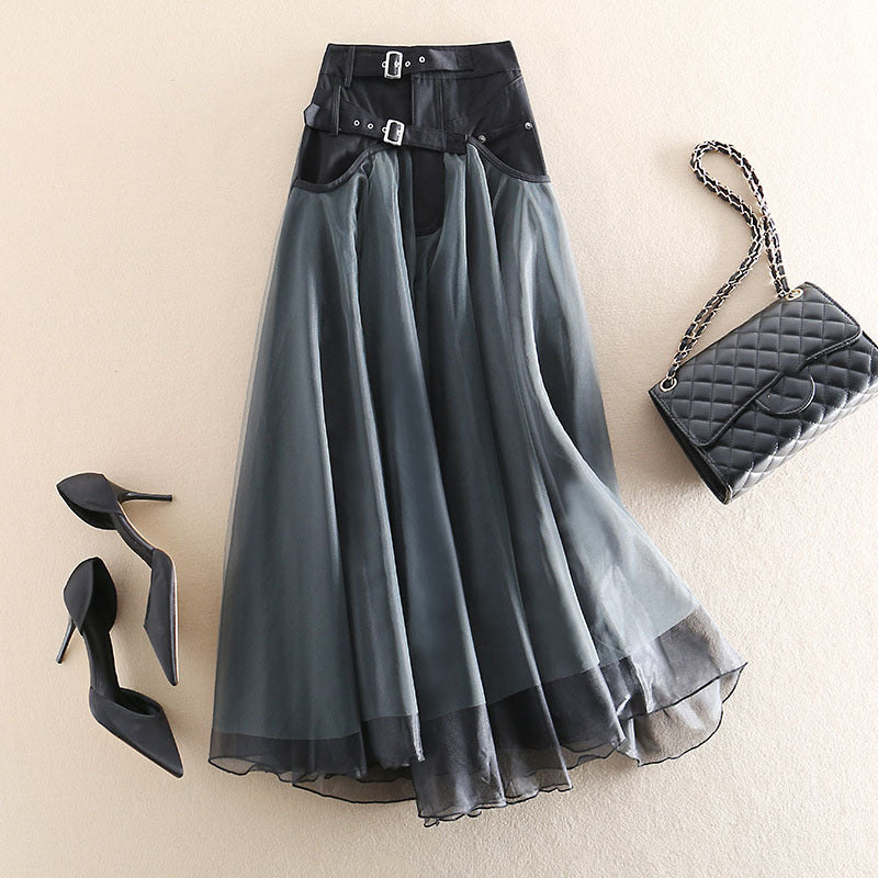 French Grey fashion Patchwork Tulle Skirts