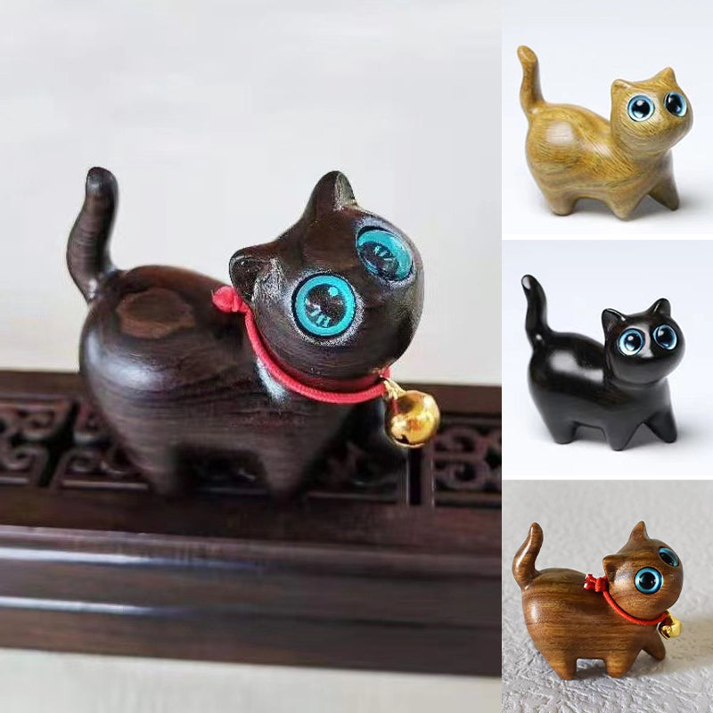 Handmade Wood Carved Cats Decoration