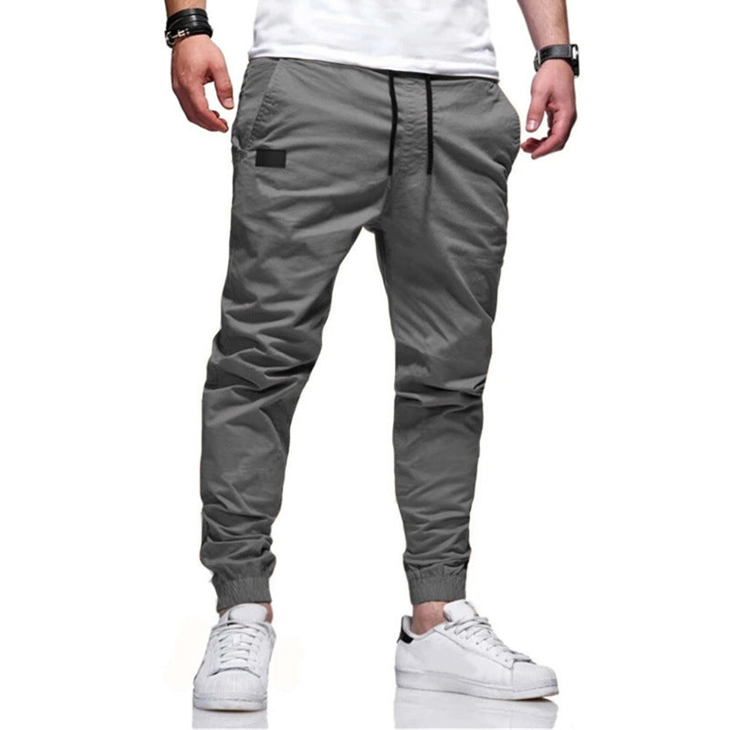 Solid Color Drawstring Casual Pants