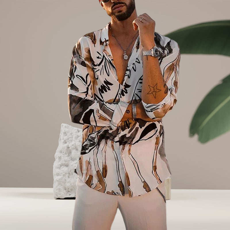 Business Print Long Sleeve Shirt