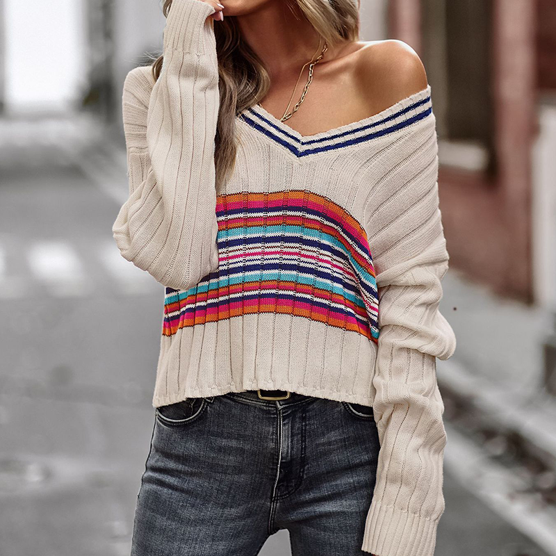 V-neck Paneled Sweater