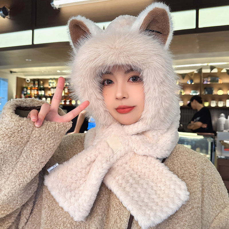 Cute Fox Ears 2-in-1 Hat and Scarf