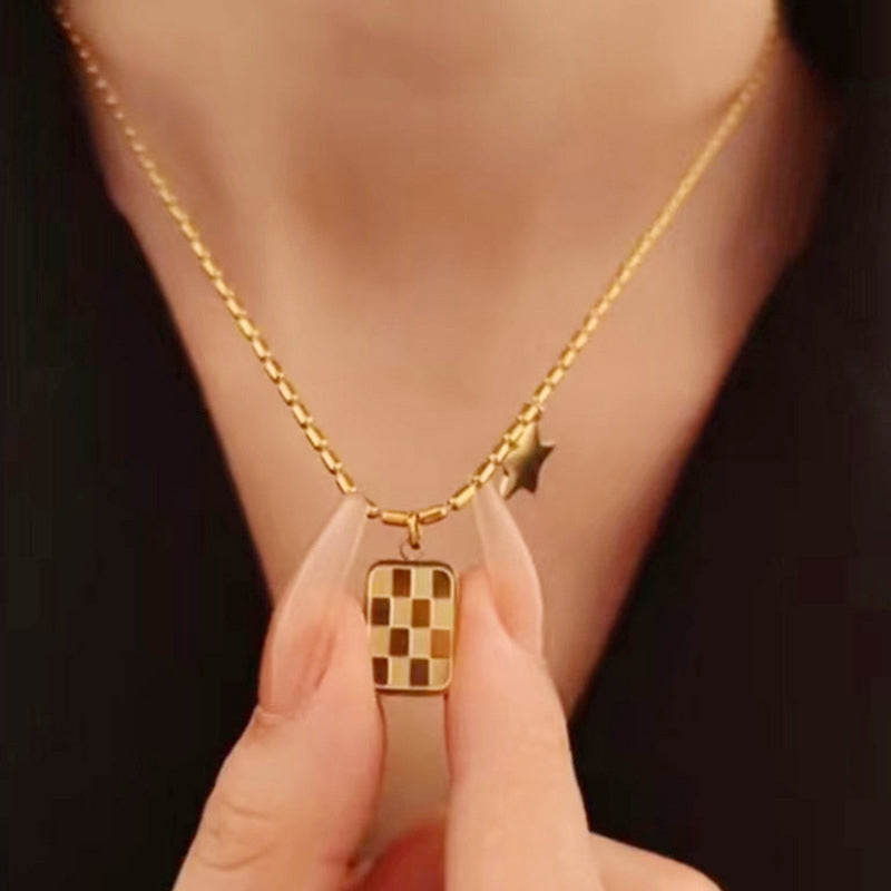Checkerboard Shape Necklace