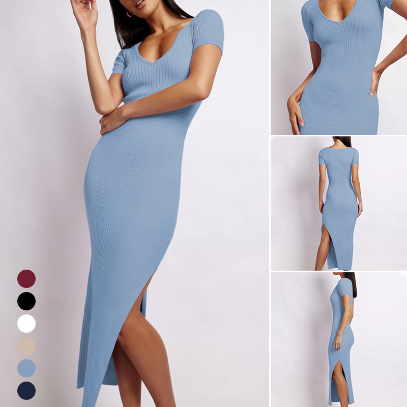 Sexy Crew Neck Tight Slit Long Dress
