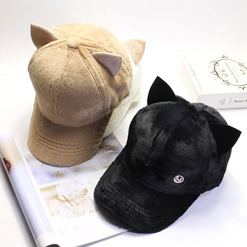 Plush Cat Ears Baseball Cap