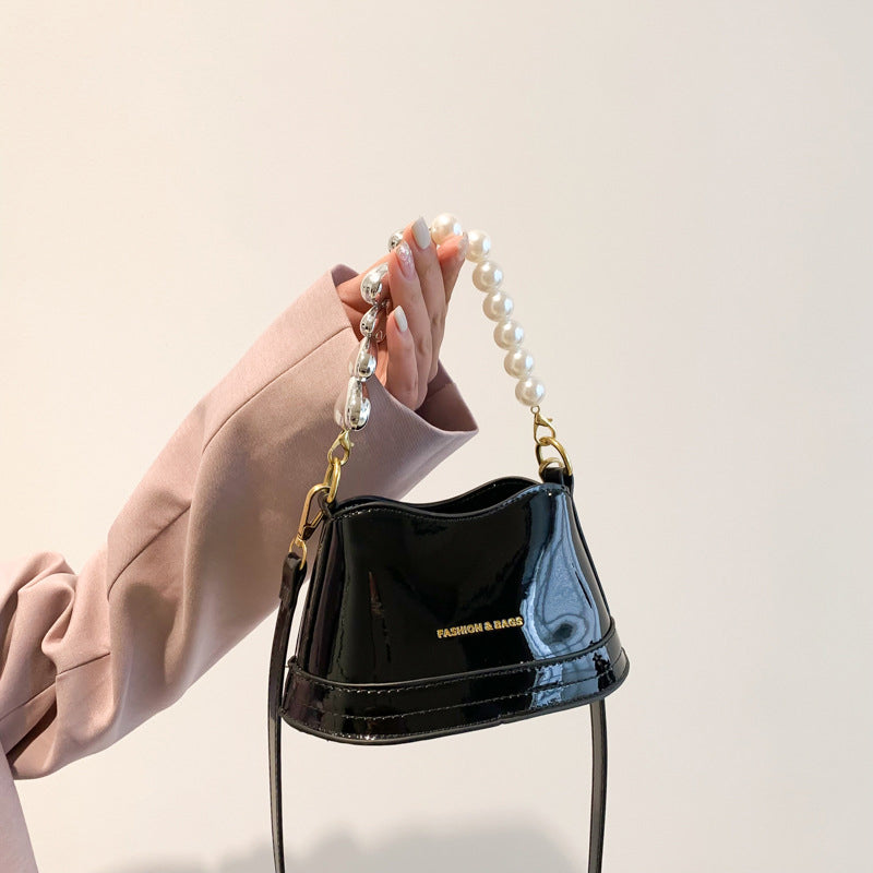 Mirror Laser Diagonal Pearl Handbag