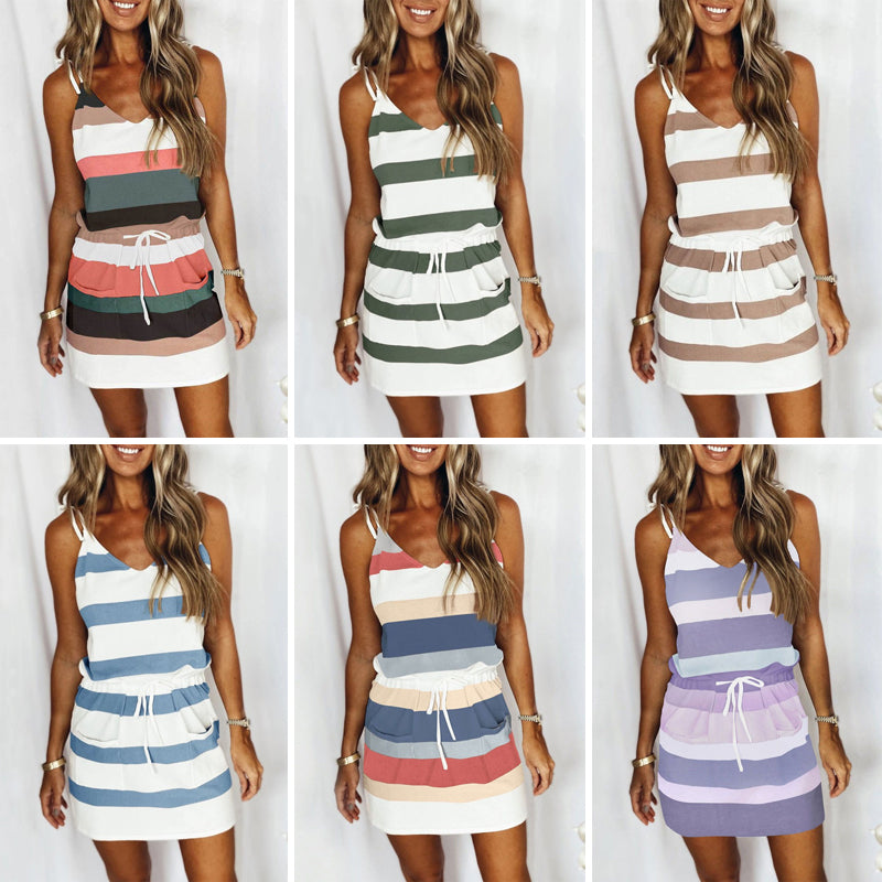 Suspender Striped Dress