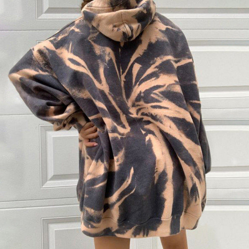 Women's Tie Dye Hooded Loose Sweatshirt