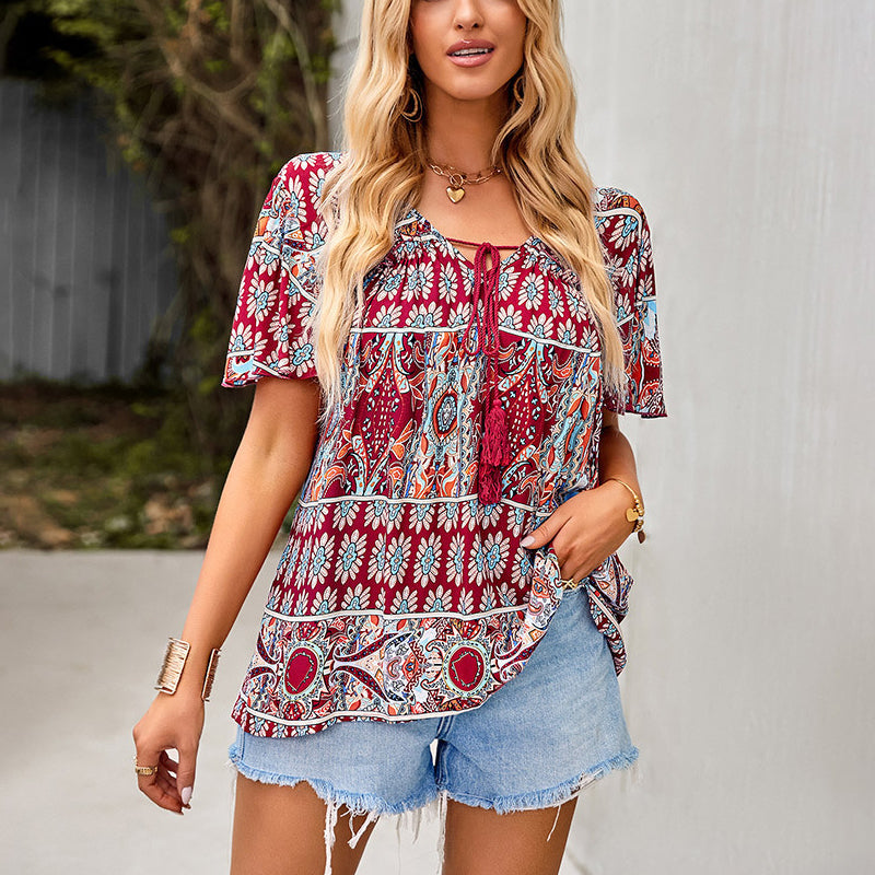 Women's Bohemian Print Top