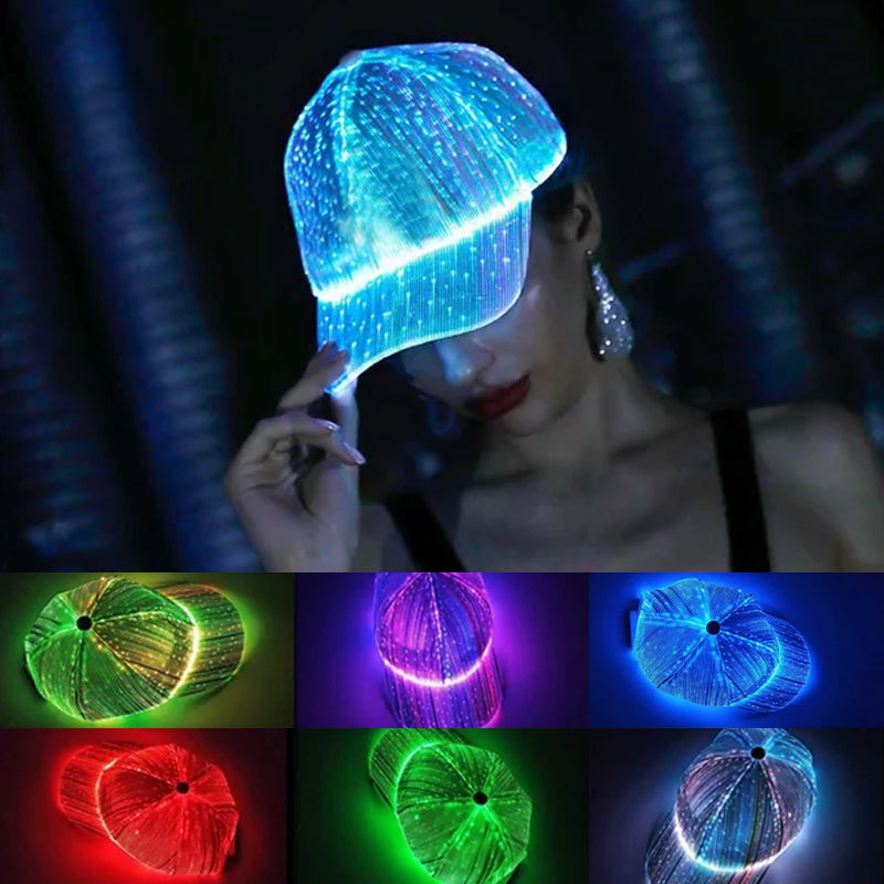 Fluorescent Fiber Optic Baseball Cap