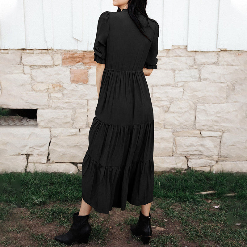 Ruffled Pleated Loose Dress