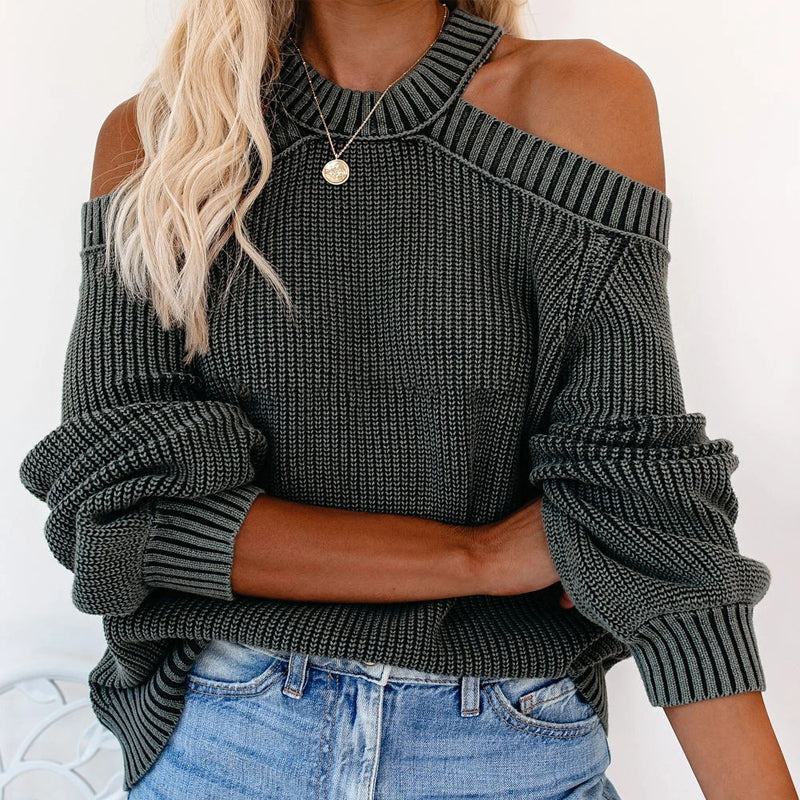 Off Shoulder Halterneck Sweater