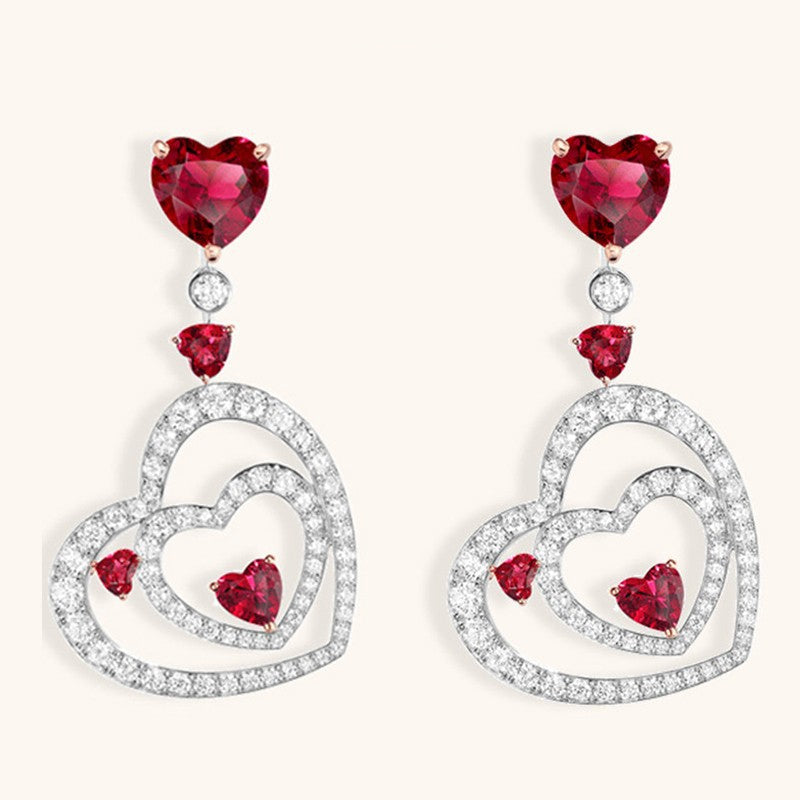Double Heart Stud Earrings