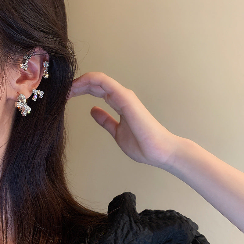 All-match Diamond Bow Earrings