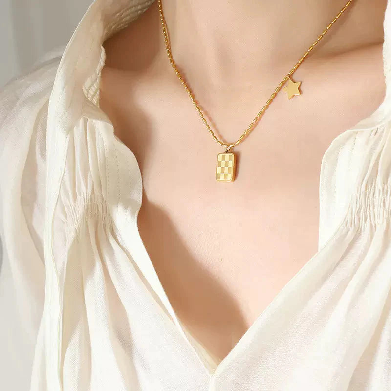 Checkerboard Shape Necklace
