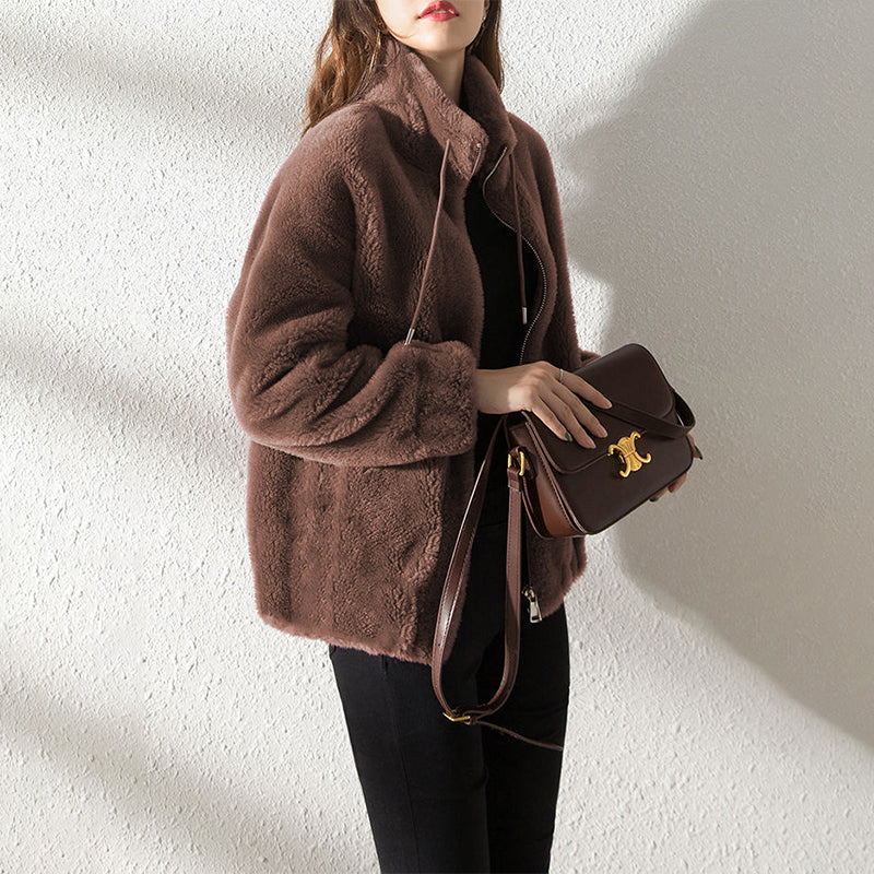Padded Coat Stand-collar Double-faced Fleece Jacket