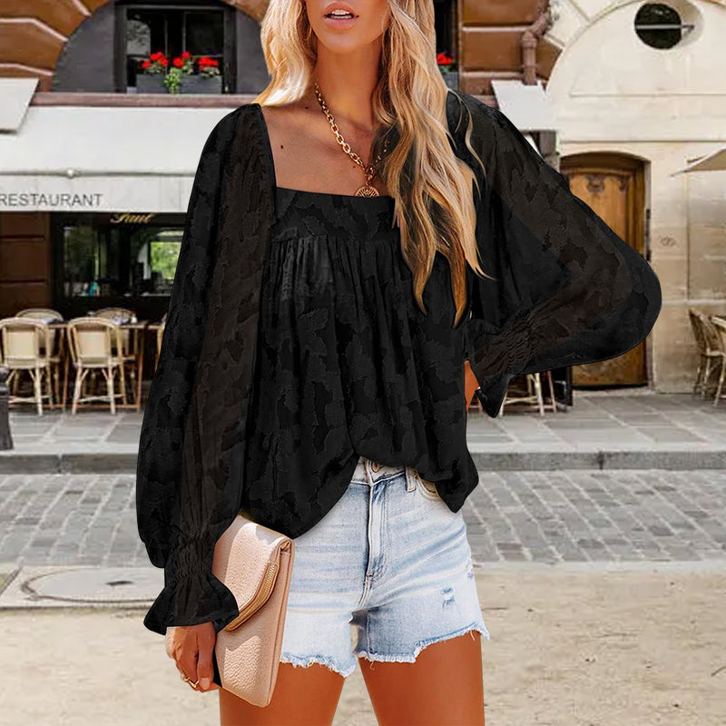 Womens Long Sleeve Tops Square Neck