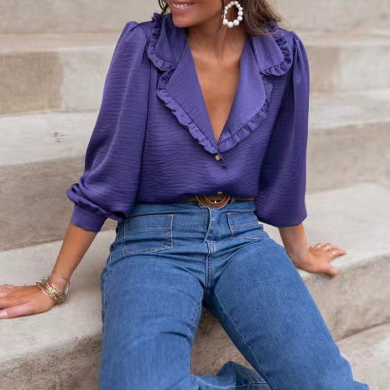 Ruffled Lapel Shirt
