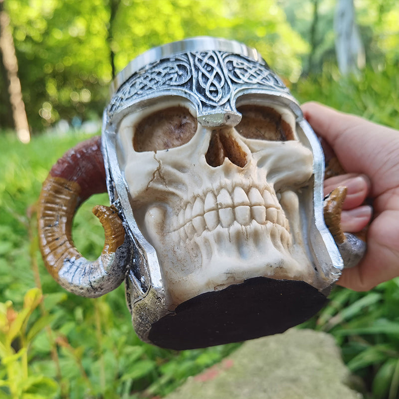 Viking Skeleton Mug with Horn Handles