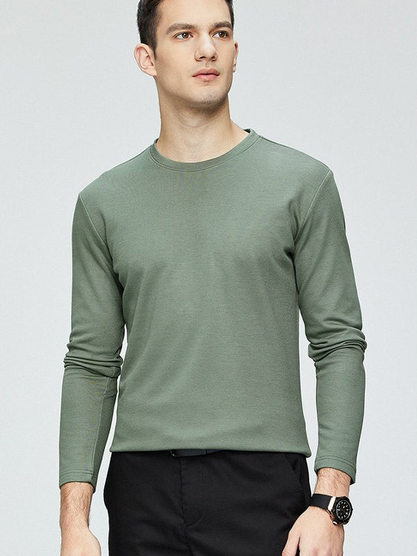 Men's Solid Color Round Neck Long Sleeve T-Shirt
