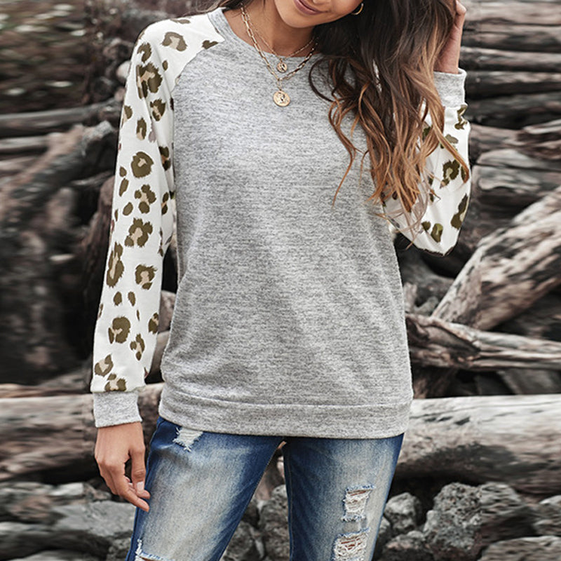 Women's Leopard Print Long Sleeve Hooded Sweatshirt