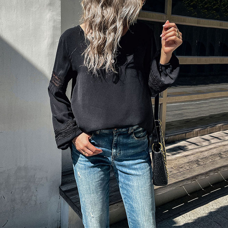 Lace-paneled Cut-out Shirt