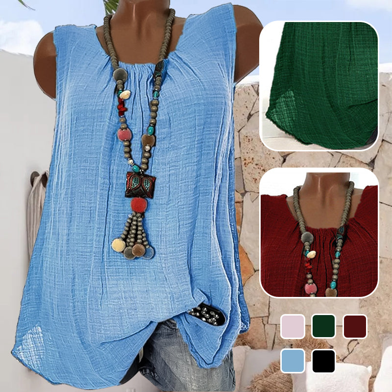 Comfortable Casual Round Neck Sleeveless T-Shirt