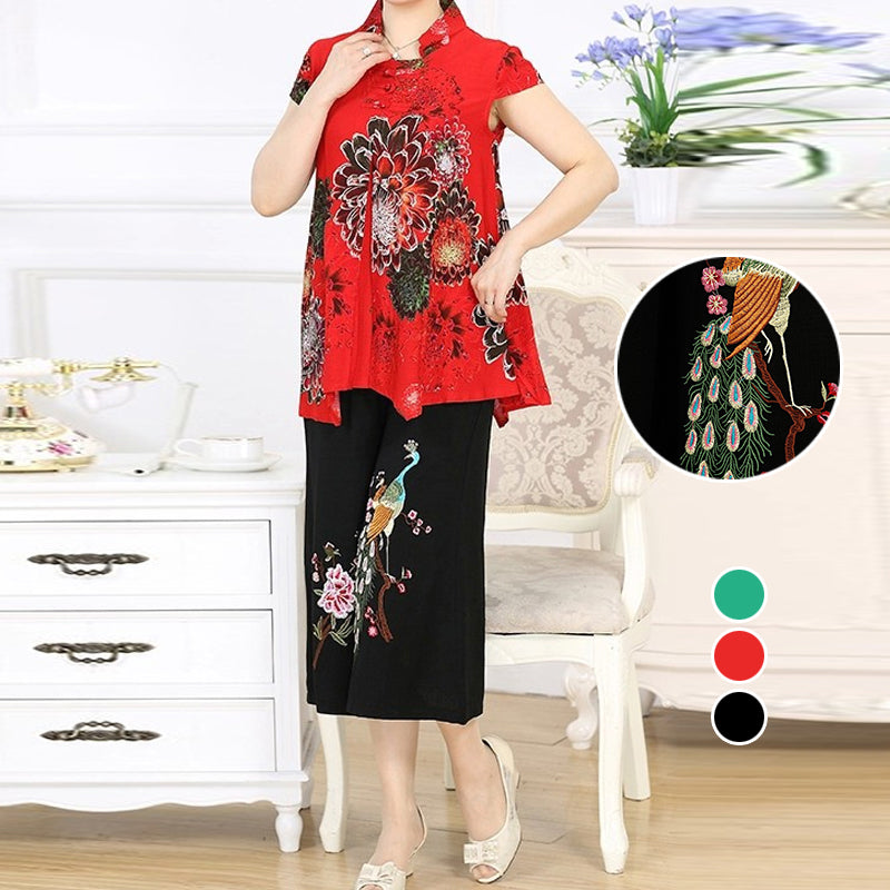 Elderly Cotton and Linen Two Piece Set