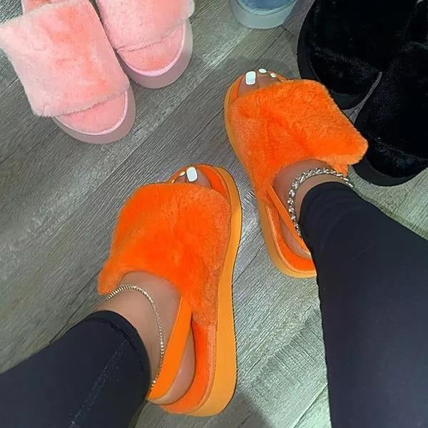 Thick Bottom Fur Slippers
