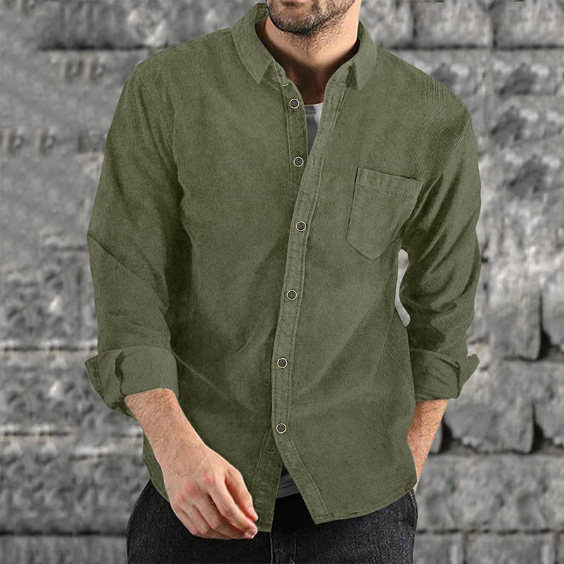 Men's Long Sleeve Casual Vintage Pocket Shirt