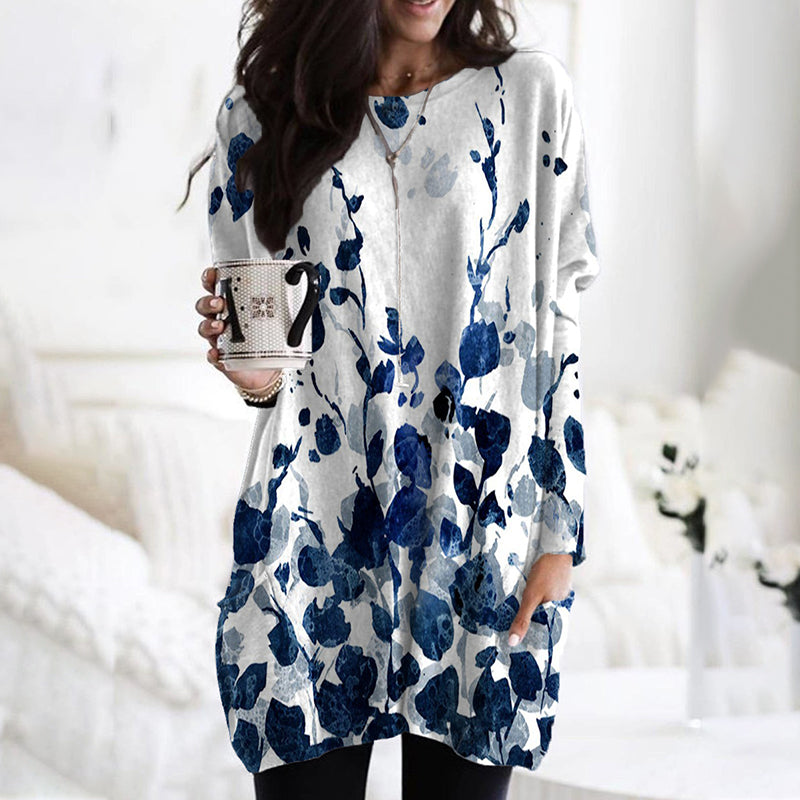 Long Sleeve Pocket Print T-Shirt