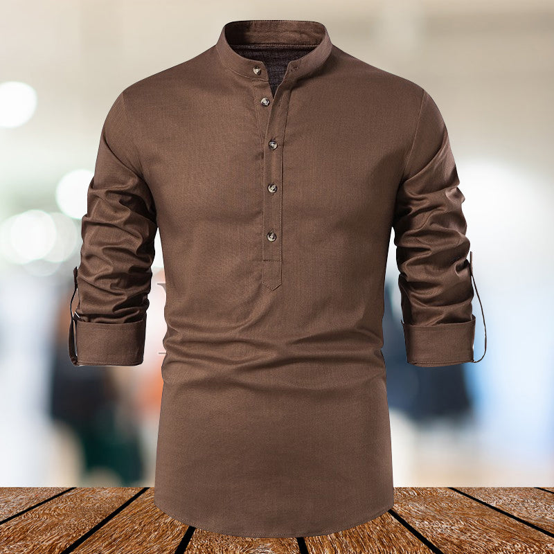 Linen Long Sleeve Cotton Slim Fit Shirt