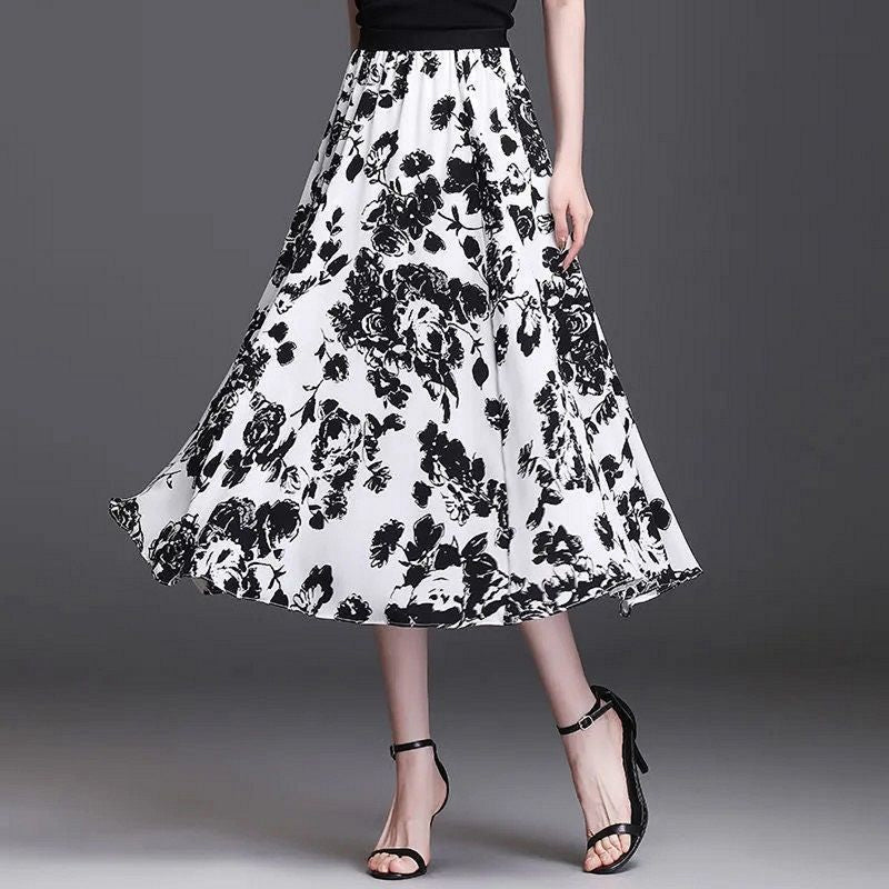 Simple Stretch Fitted A-Line Midi Skirt