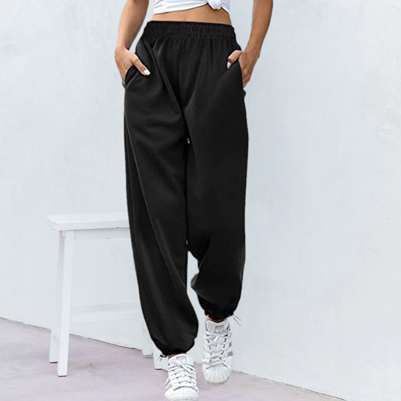 Loose Casual Sports Drawstring Wide-Leg Drawstring Pants