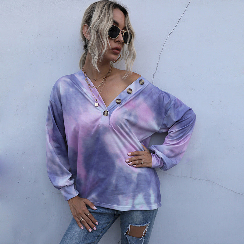 V-neck Tie-dye Sweatshirt