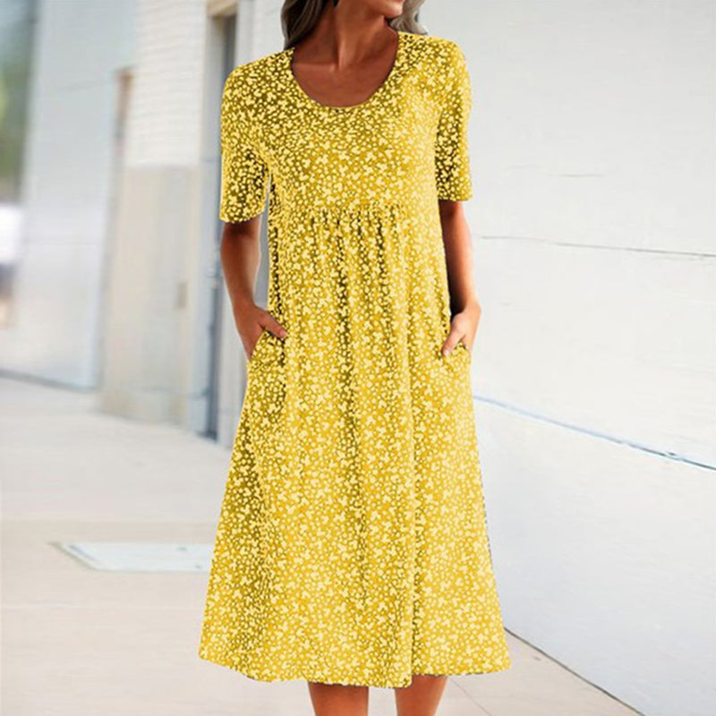 Floral Crew Neck Beach Dress