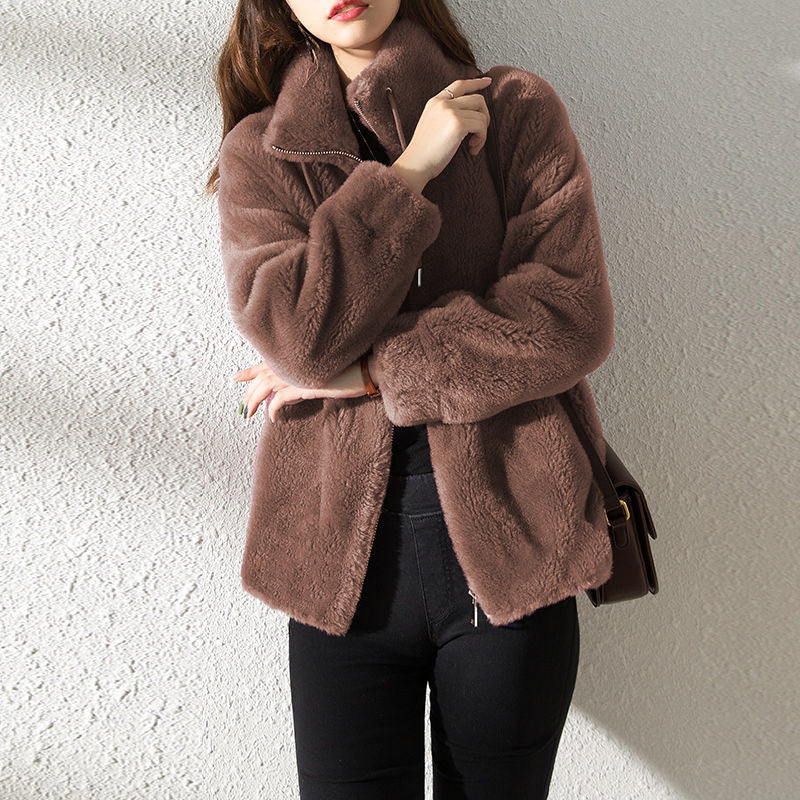 Padded Coat Stand-collar Double-faced Fleece Jacket
