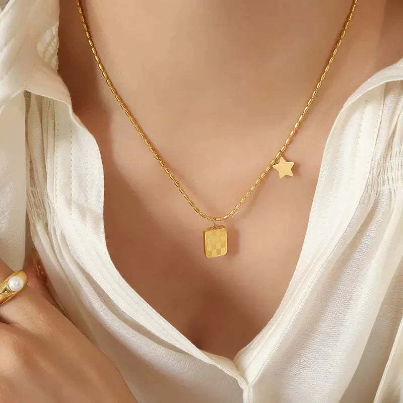 Checkerboard Shape Necklace