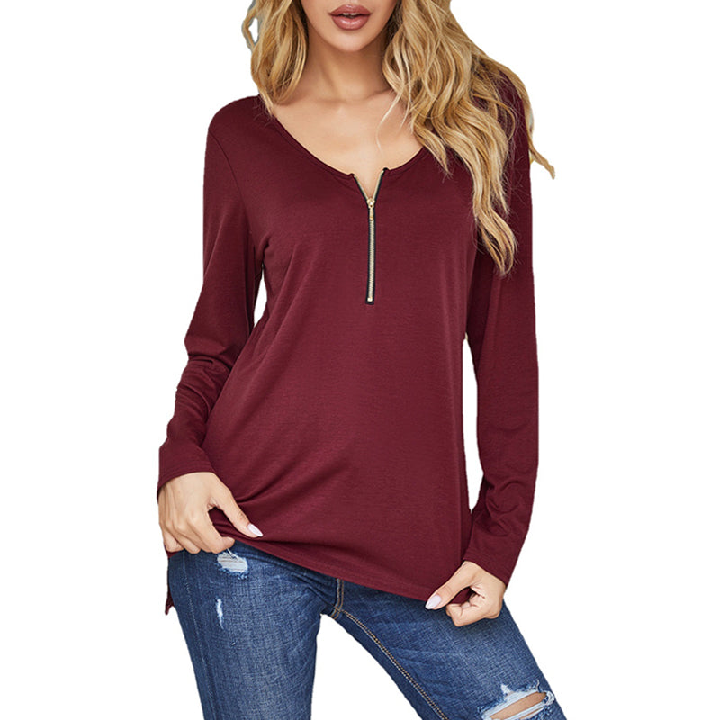 Zip Open Back Long Sleeve T-Shirt