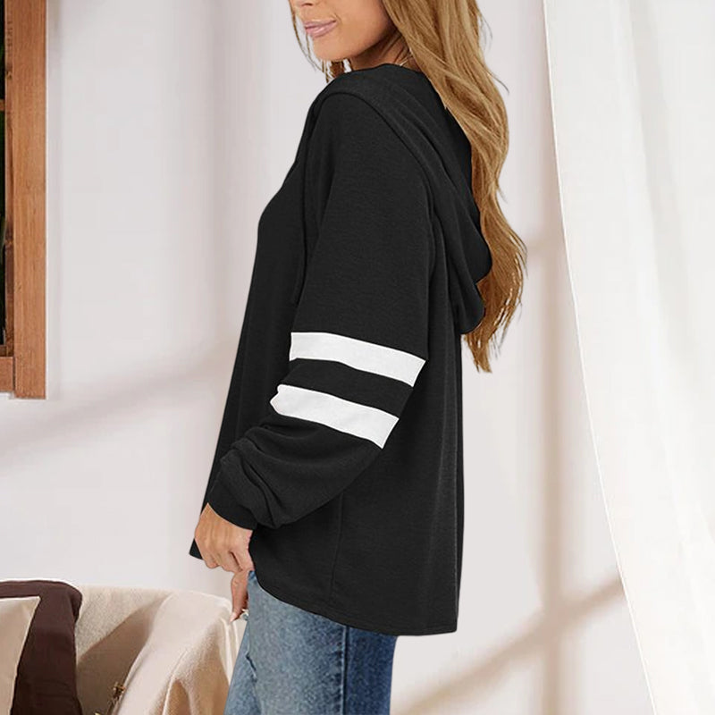 Hooded Drawstring Solid Sweatshirt