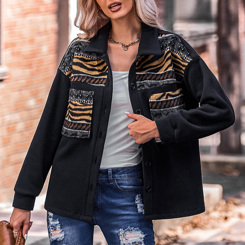 Paneled Contrast Loose Jacket