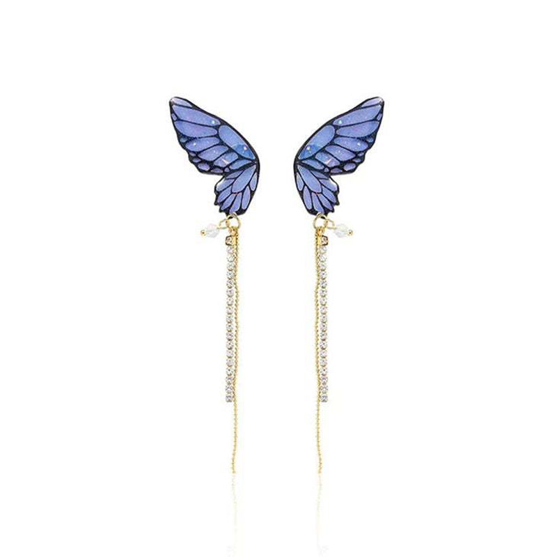 Butterfly Fringe Long Earrings