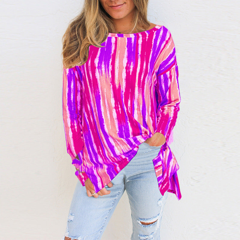 Loose Striped Long-sleeved T-shirt