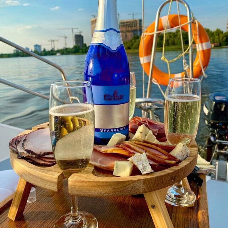 Wooden Outdoor Folding Picnic Table-With Glass Holder