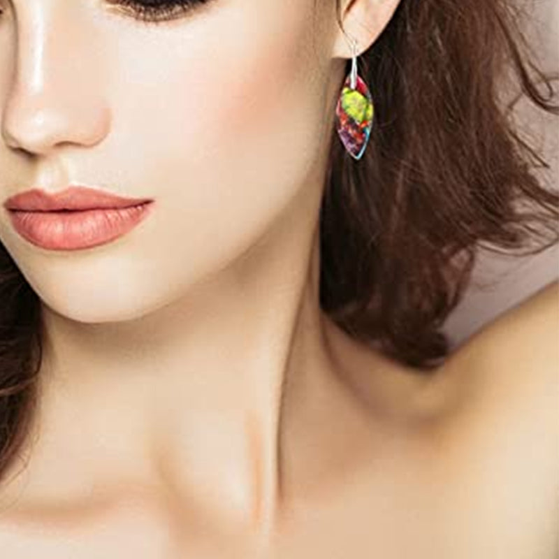Leaf Shape Natural Stone Drop Earrings