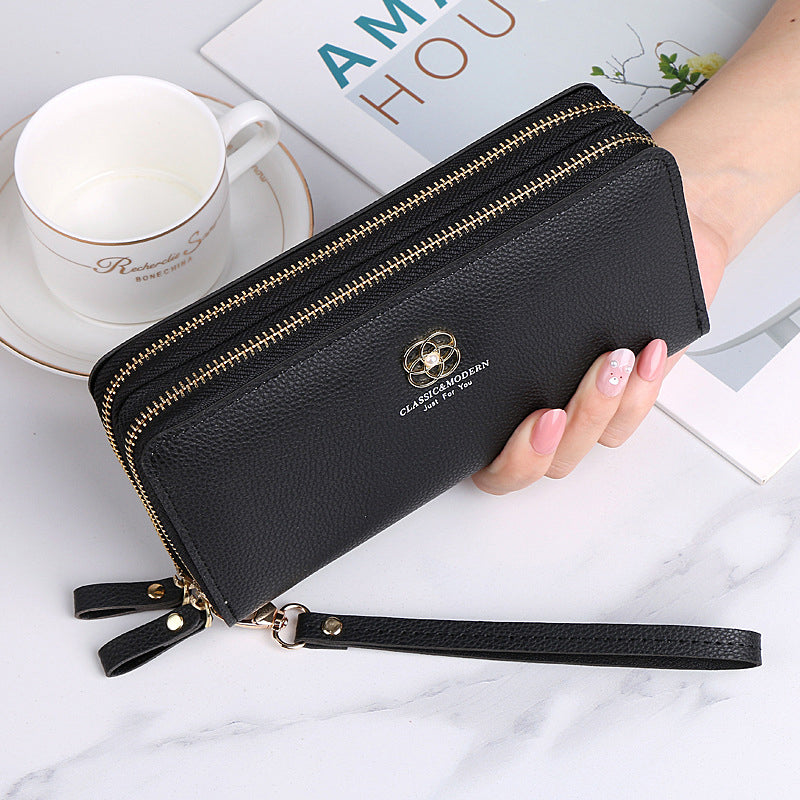 Long Double Zippers Clutch Bag