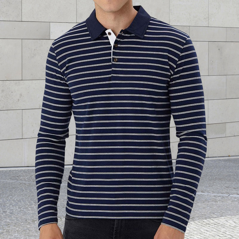 Striped Long Sleeve Polo Shirt