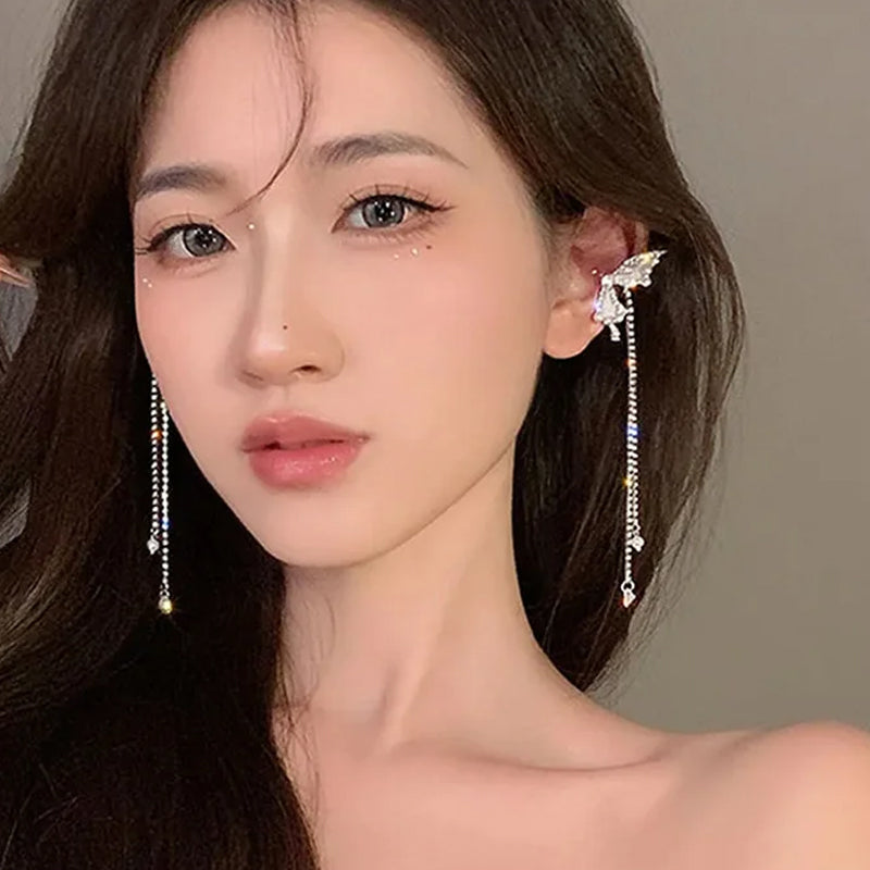Elf Butterfly Diamond Tassel Earrings