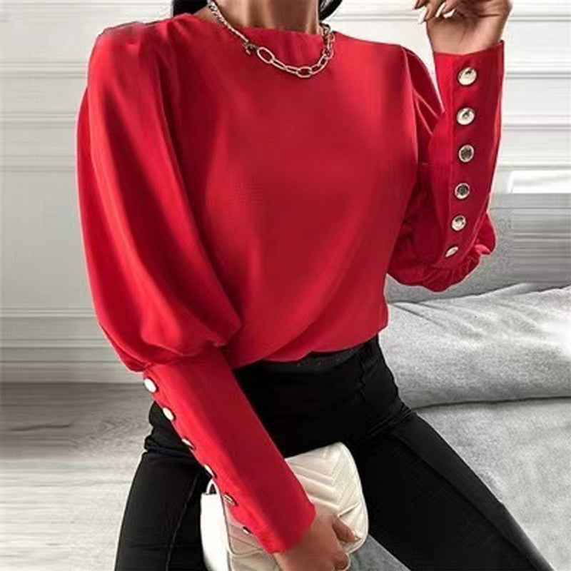 Lantern Button Long Sleeve Shirt