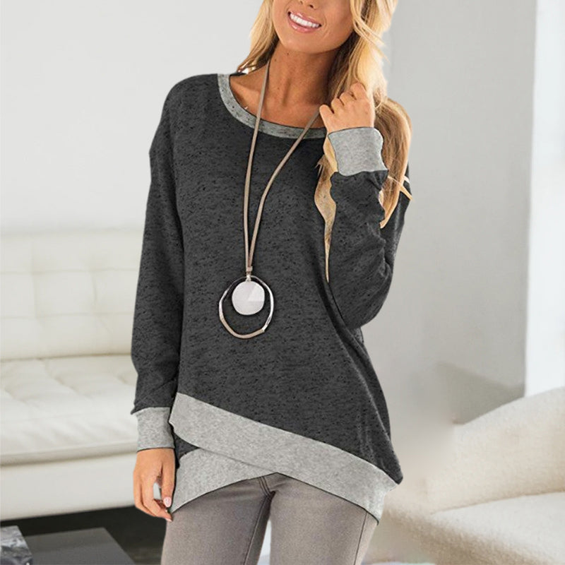 Round Neck Irregular Large Size Long Sleeve Top